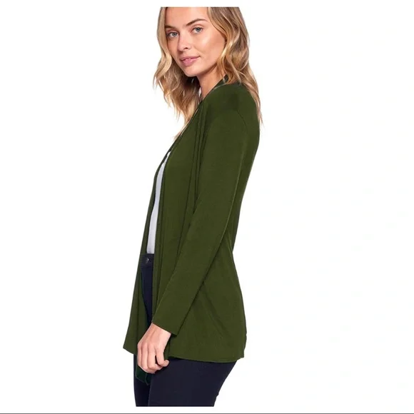 Olive Green Waterfall Cardigan. Size: XL - Picture 2 of 6